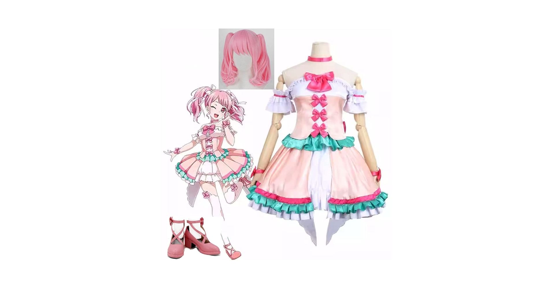 【値下げ交渉OK⭕️】バンドリ 丸山彩 コスプレ衣装 ウィッグ Pastel*Palettes 丸山彩 コスプレウィッグ コスプレ衣装